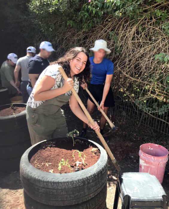 עובדי דפוס בארי ועובדי ״גוונים״ עובדים יחד בהקמת גינה ב״גוונים״